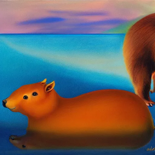 Image similar to capybara in the style of salvadore dali | matte oil painting | featured on artstation | impressionist