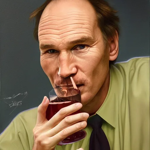 Prompt: portrait painting of tim berners lee drinking a vodka tonic, ultra realistic, concept art, intricate details, serious, highly detailed, photorealistic, octane render, 8 k, unreal engine. art by artgerm and greg rutk owski and alphonse mucha