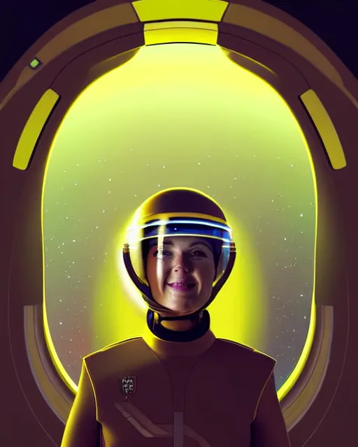 Image similar to portrait of a starship captain with a helmet digital illustration portrait design 3 / 4 perspective, detailed, gorgeous lighting, wide angle action dynamic portrait