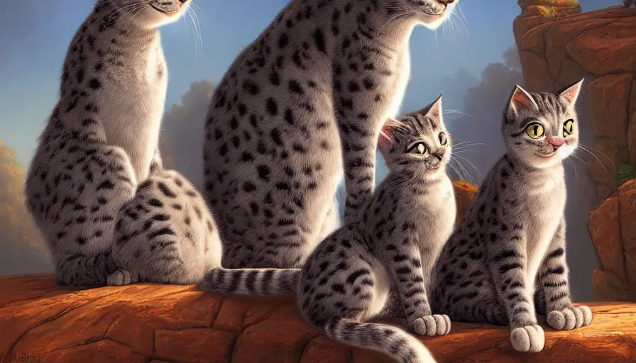 Image similar to artwork of really tall sitting cats by justin gerard, thick brush, 4 k resolution