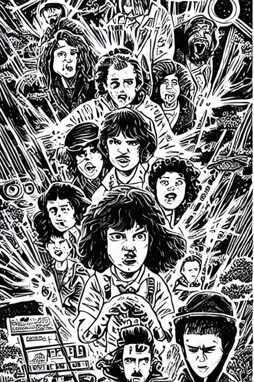 Image similar to mcbess illustration of the upside down from stranger things