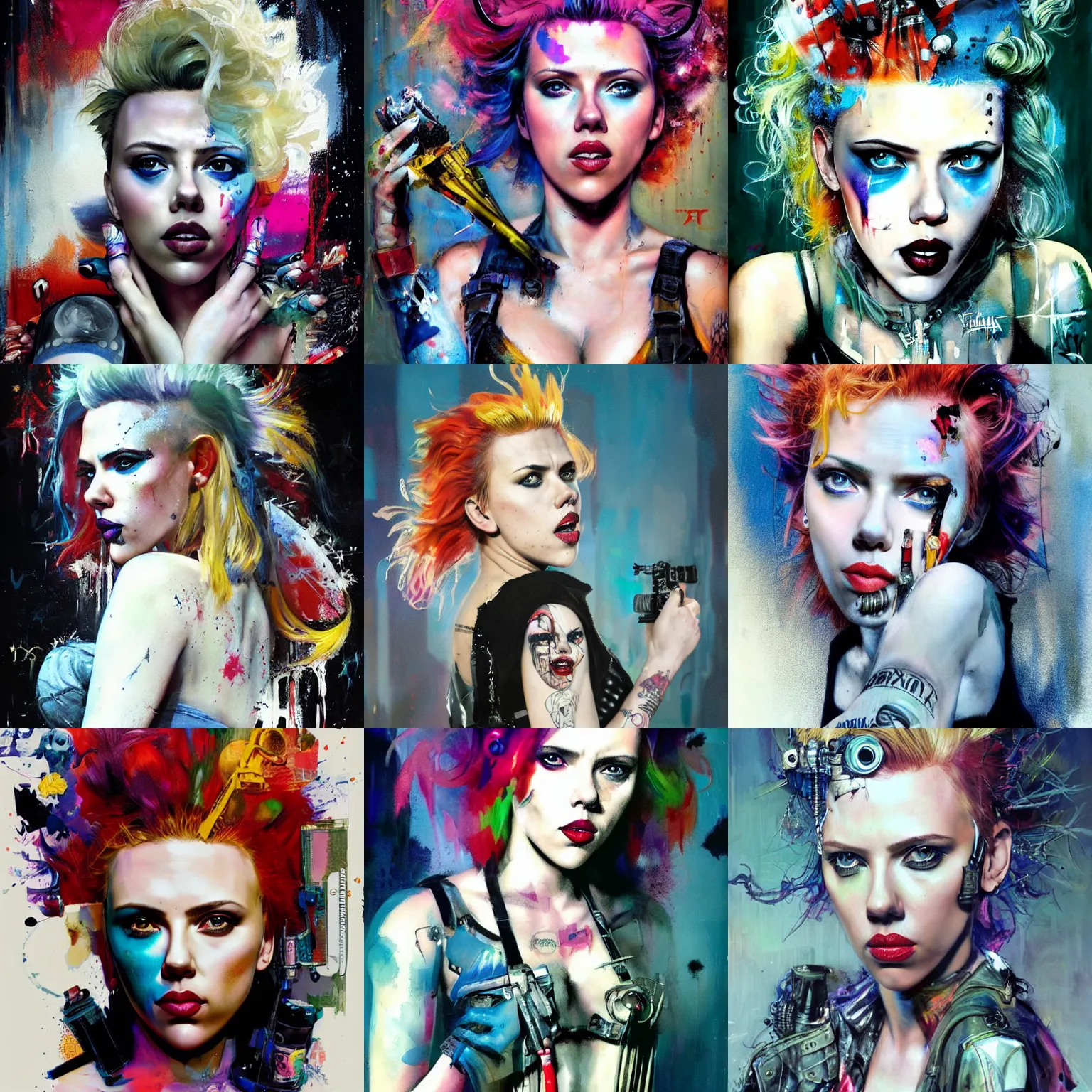 Prompt: scarlett johansson as delirium from sandman, by jeremy mann and sandra chevrier and james jean and jean giraud and richard avedon, punk rock, tank girl, high detailed, 8 k