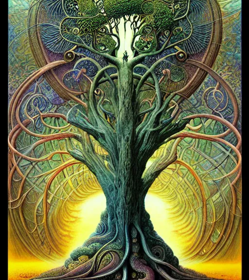 Image similar to tree of life by roger dean and andrew ferez, art forms of nature by ernst haeckel, divine chaos engine, symbolist, visionary, art nouveau, botanical fractal structures, organic, detailed, realistic, surreality