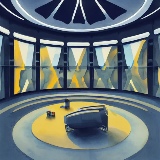 Image similar to a beautiful illustration of futuristic interior hall, lots of furniture, sofa, waiting room, big medium small, sacred geometry, golden ratio, in watercolor gouache detailed paintings, in style of syd mead, trending on artstation,8k, panel, hard surface, vent, zaha hadid