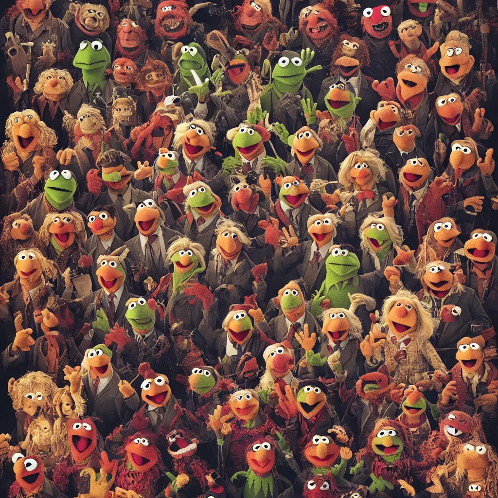 Prompt: muppets in hell