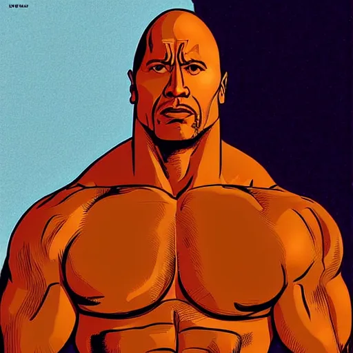 Image similar to “ dwayne johnson retro minimalist portrait by jean giraud, moebius starwatcher comic, 8 k ”