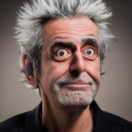 Image similar to rick sanchez from rick and morty as real person, 8 k photography