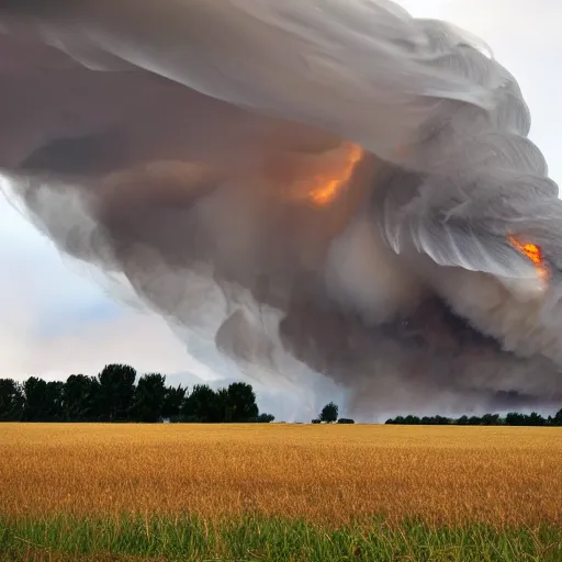 Image similar to a tornado make of flames in a field