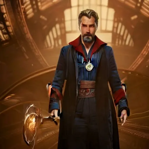 Image similar to A still of John Constantine as Doctor Strange in Avengers Endgame, award winning photo, unreal engine, highly detailed features