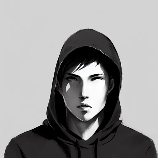 Prompt: boy wearing black hoodie, by Stanley Artgerm Lau, WLOP, Rossdraws, James Jean, Andrei Riabovitchev, Marc Simonetti, Yoshitaka Amano, ArtStation, CGSociety,