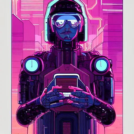 Prompt: a portrait of a cybernetic hacker, cyberpunk concept art by josan gonzales and moebius,