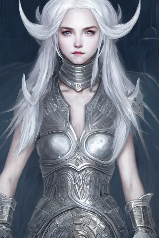 Image similar to portrait white hair knights of zodiac girl, matt white ice color armor, in ruined agora of athens, ssci - fi and fantasy, intricate and very very beautiful and elegant, highly detailed, digital painting, artstation, concept art, frostbite engine, smooth and sharp focus, illustration, art by tian zi and wlop and alphonse mucha