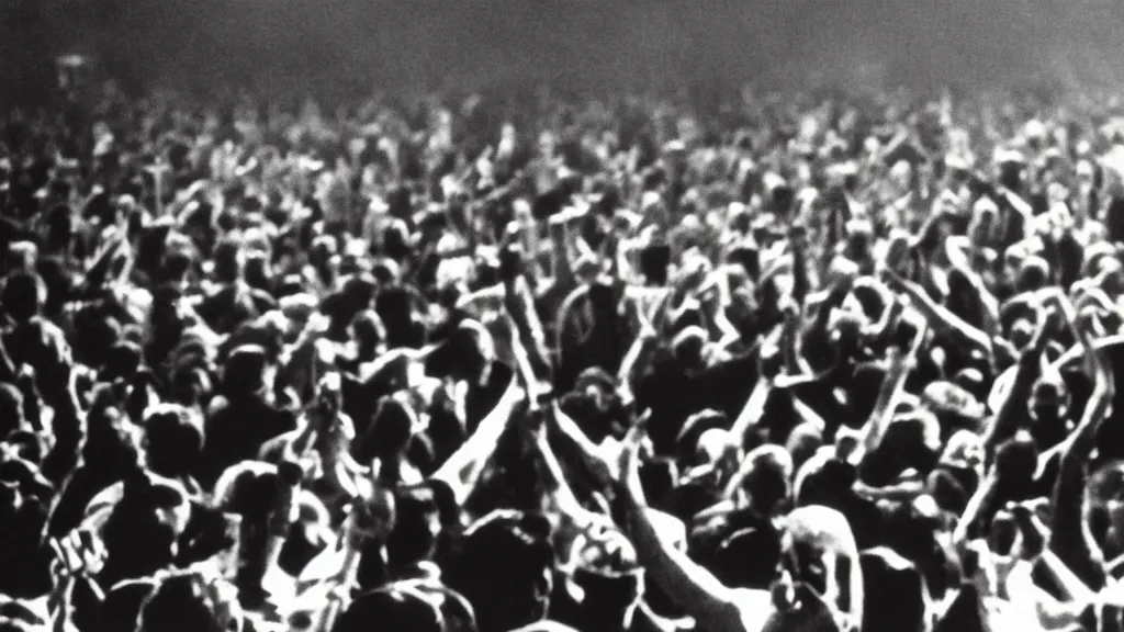 Image similar to movie still of a crowd waving, cinematic composition, cinematic light, by david lynch