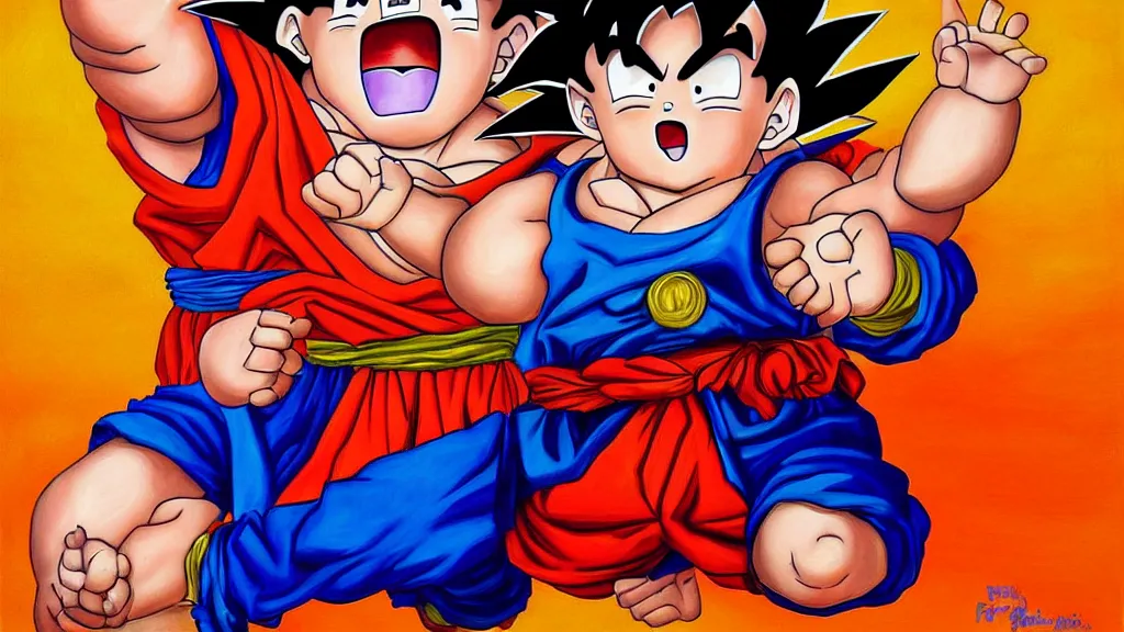 Image similar to Goku painted by Fernando Botero