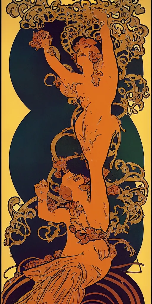 Prompt: Garfield poster style by designer Maurice Pillard-Verneuil, alphonse mucha, maxfield parrish