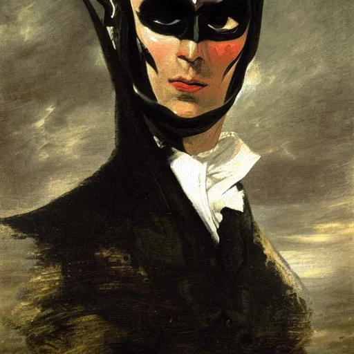 Image similar to portrait of Batman, painted by John Constable, oil on canvas