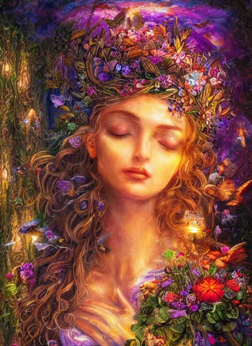 Image similar to Nature Goddess, ambient lighting, 4k, josephine wall, artstation