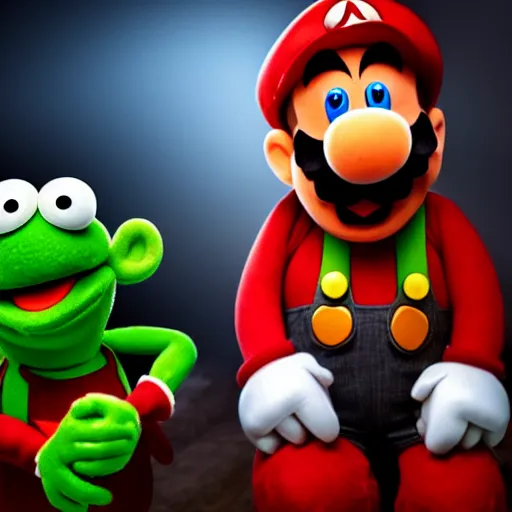 Prompt: A still of Mario and Luigi as muppets, photo real, photographic, photograph, artstation, trending, award winning, epic lighting, featured