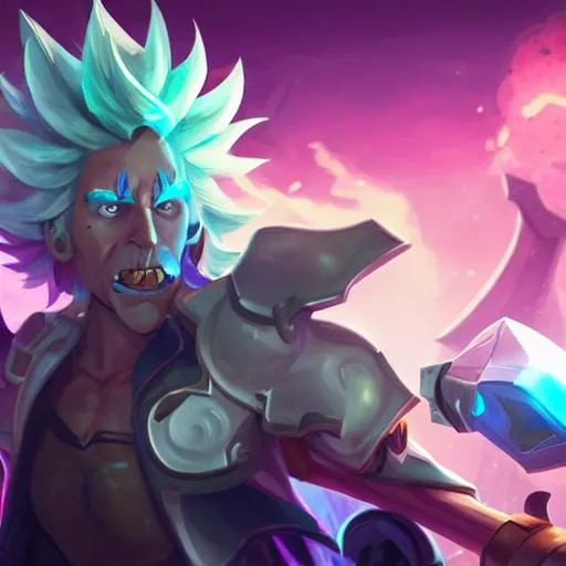 Image similar to League of Legends splashart of Rick Sanchez, 8k, sci-fi