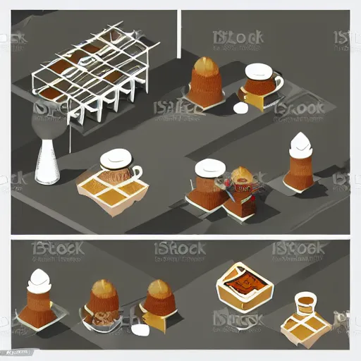 Image similar to cannabis coffee and cake cafe isometric fun 3 d cartoon, beautiful composition structure