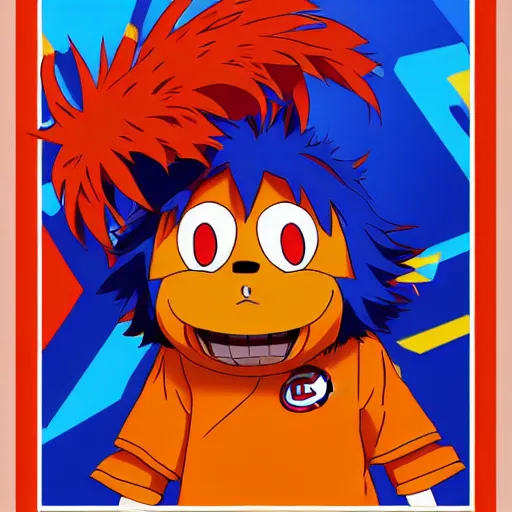 Image similar to anime Portrait of Youppi the Habs Montreal Canadiens Mascot as a very cute powerful and friendly pokemon, highly detailed anime, high evolution, 1990s, legendary, smooth, sharp focus, dynamic lighting, intricate, trending on ArtStation, illustration pokemon, art by WLOP