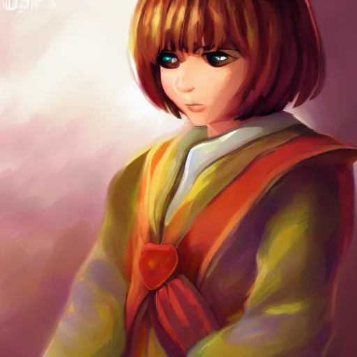 Prompt: Frisk Sans Chara Fusion, digital Painting, ultradetailed, artstation, oil Painting, ultradetailed, artstation