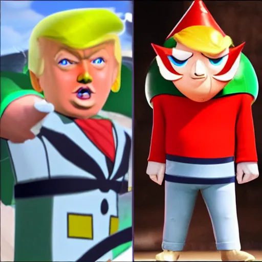 Prompt: Donald Trump as Tingle from The Legend of Zelda The Wind Waker