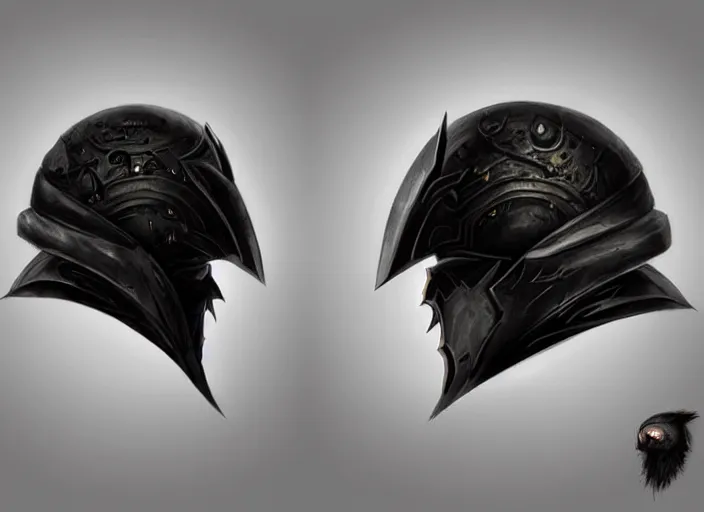 Image similar to portrait of raven themed helmet. concept art contest winner by h. r. giger and greg rutkowski ( 2 0 0 7 ).