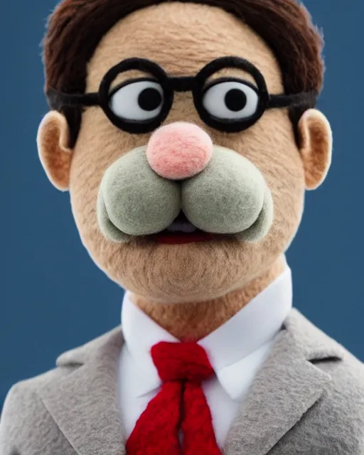 Prompt: david wallace as a muppet. highly detailed felt. hyper real photo. 4 k.