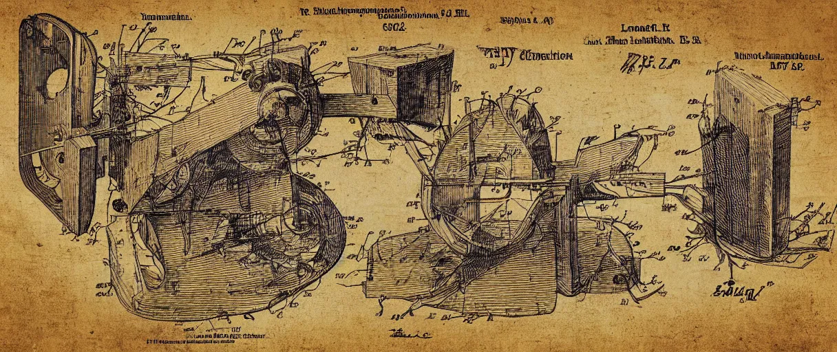 Prompt: a detailed Leonardo DaVinci sketch of a creativity amplification mechanism operated by the human imagination, in the style of a US Patent drawing