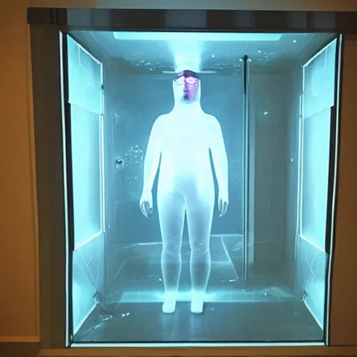 Image similar to “ sensory deprivation tank, futuristic, psychic, holographic ”