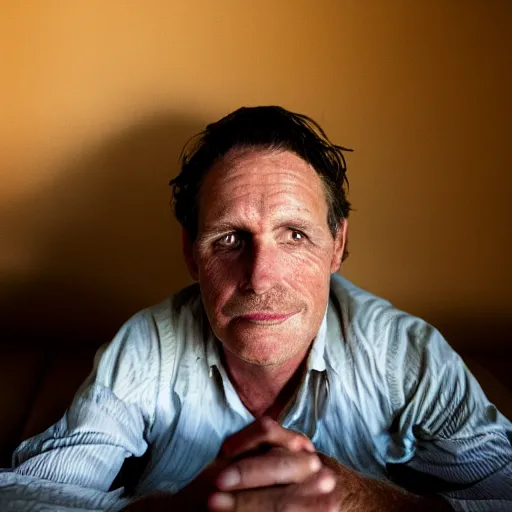 Image similar to closeup portrait of an australian man watching netflix upside down, natural light, bloom, detailed face, magazine, press, photo, steve mccurry, david lazar, canon, nikon, focus