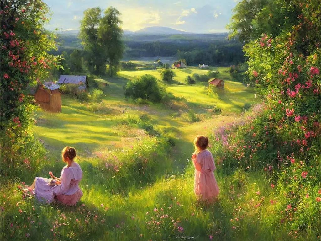 Image similar to A beautiful night in the swedish countryside, painting by Vladimir Volegov