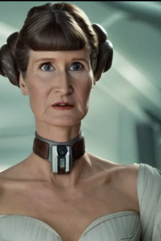 Prompt: Laura Dern as princess leia