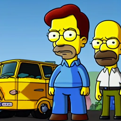 Prompt: Walter White in the simpsons hit and run.