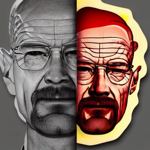 Image similar to pizza made of walter white figurine stickers, unreal, render, splash, award winning photograph