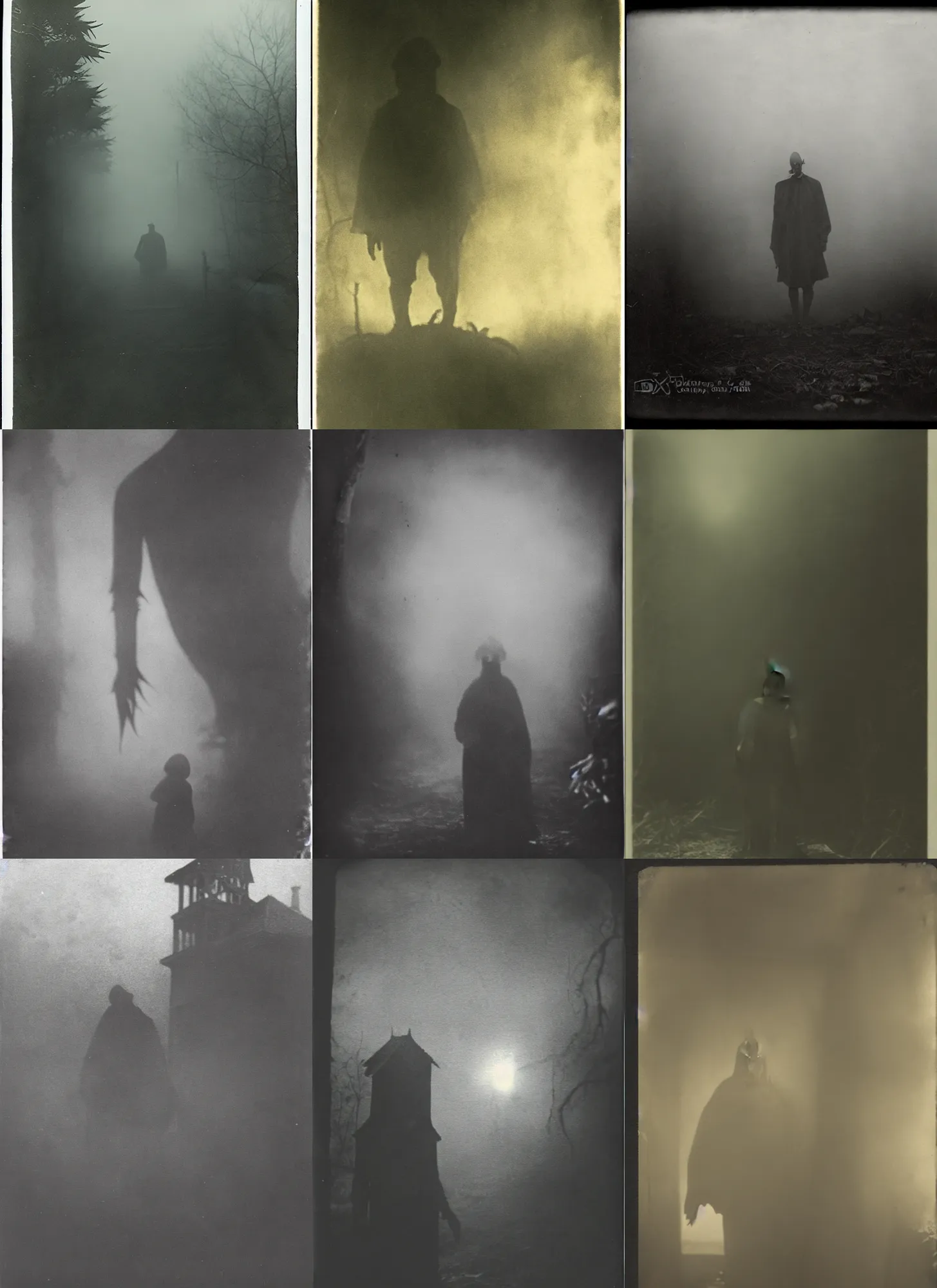 Prompt: photograph of a creepy monster, horror, scary, dark atmosphere, 1 9 1 6, fog, atmospheric