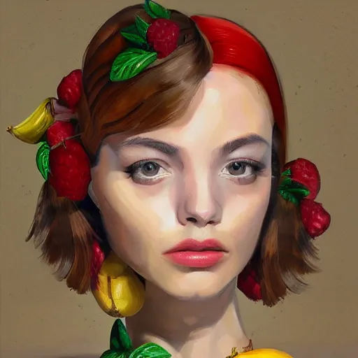 Image similar to fruit fashion, gucci catwalk, oil painting, digital art, ultradetailed, artstation