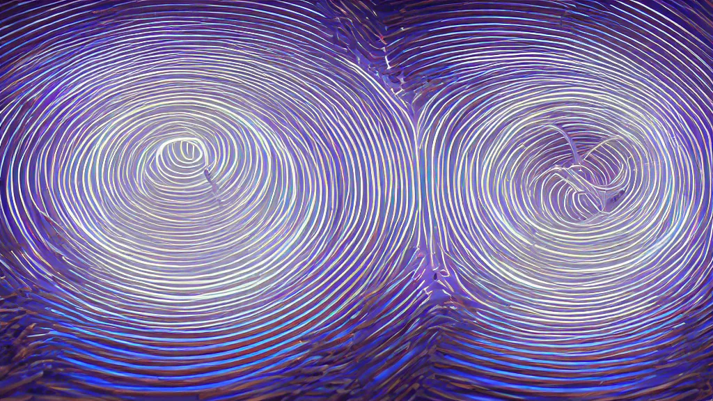 Image similar to a neon symmetrical endless spiral, 8 k, rim lighting, lumen global illumination