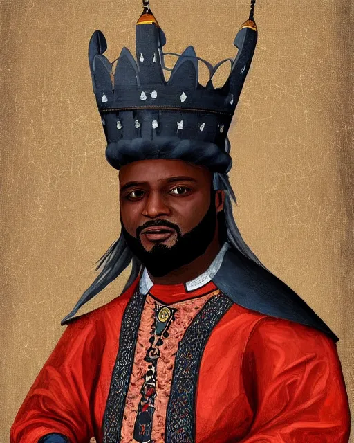 Prompt: HD medieval portrait painting of T-Pain as a medieval Moroccan sultan.