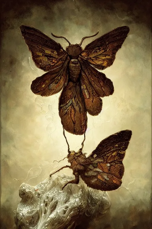 Prompt: breathtaking detailed soft painting of a moth with white water splash, whip cream and milk flowing everywhere, bones and meat stained glass, rembrandt style, elegant, highly detailed, artstation, concept art, matte, sharp focus, art by casimir art, tom bagshaw, kelogsloops and greg rutkowski