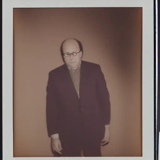 Image similar to Portrait of George Costanza in a suit, ethereal, polaroid, by Iwai Shunji