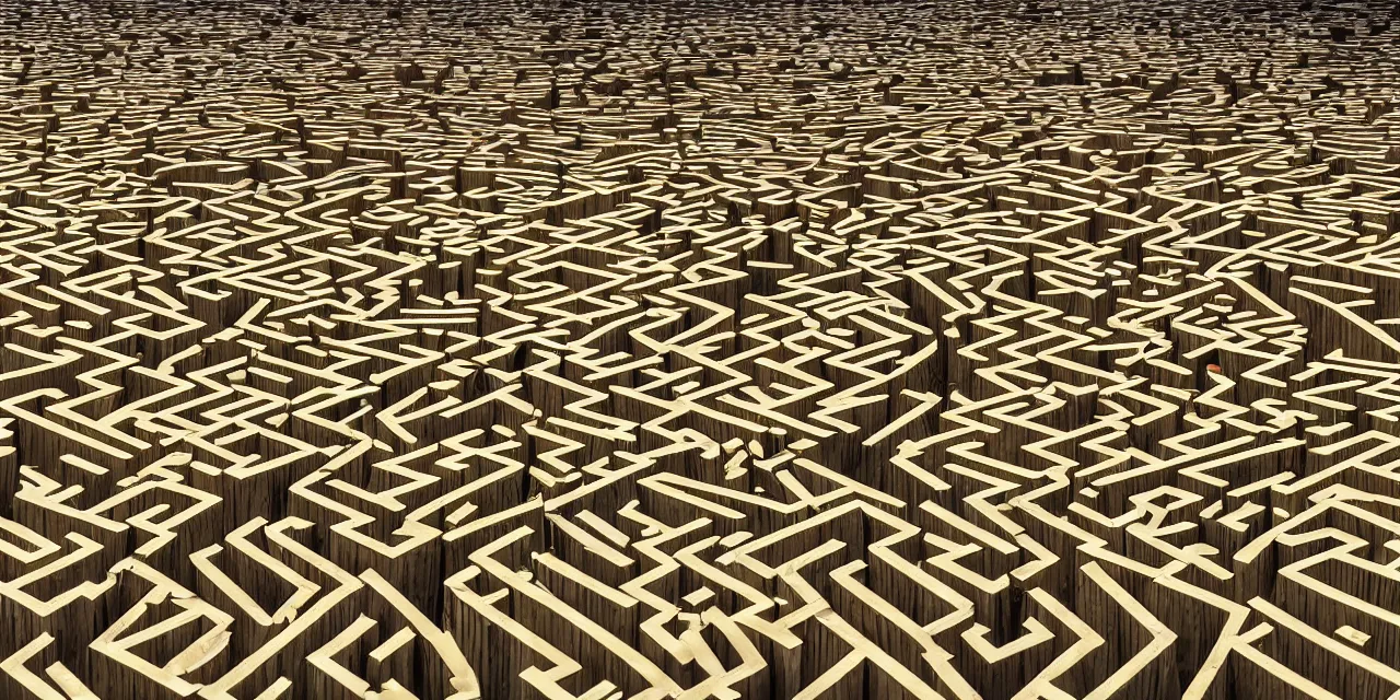 Prompt: a maze made of fish swimming