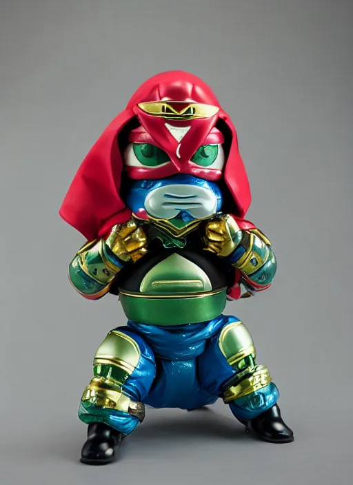 Prompt: fat kamen rider sofubi, product photography