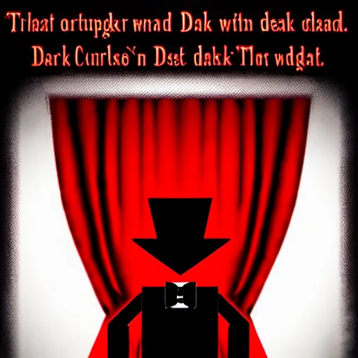 Image similar to puppet master in tuxedo behind a red curtain, capitalism, dark ambiance, in the style of love death robots