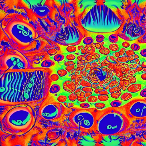 Image similar to a conference of psychedelic scientists and professors