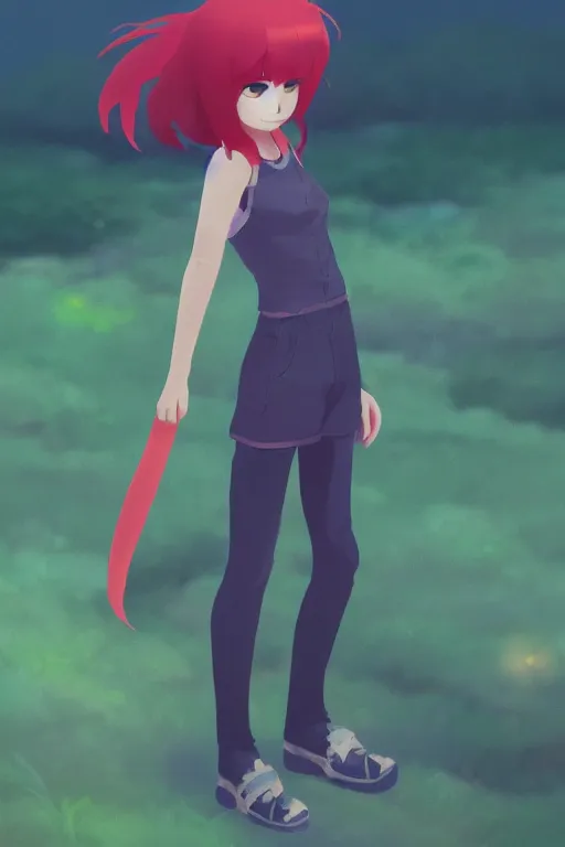 Image similar to fursona, a full body portrait of a the sellsword marissa bell, short red hair, fantasy, makoto shinkai, james gilleard, very detailed, matte, gaussian blur