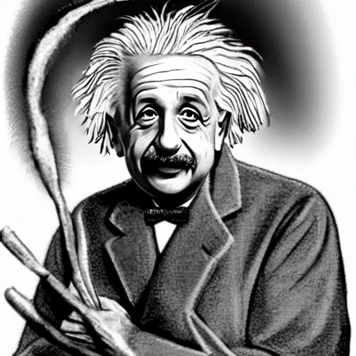 Prompt: albert einstein as cartoon charakter, in the style of the midnight gospel