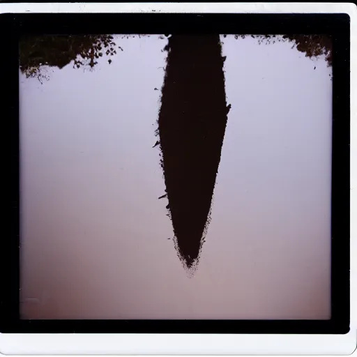 Image similar to polaroid of a beautiful gasoline puddle, reflection, pareidolia, cinematographic