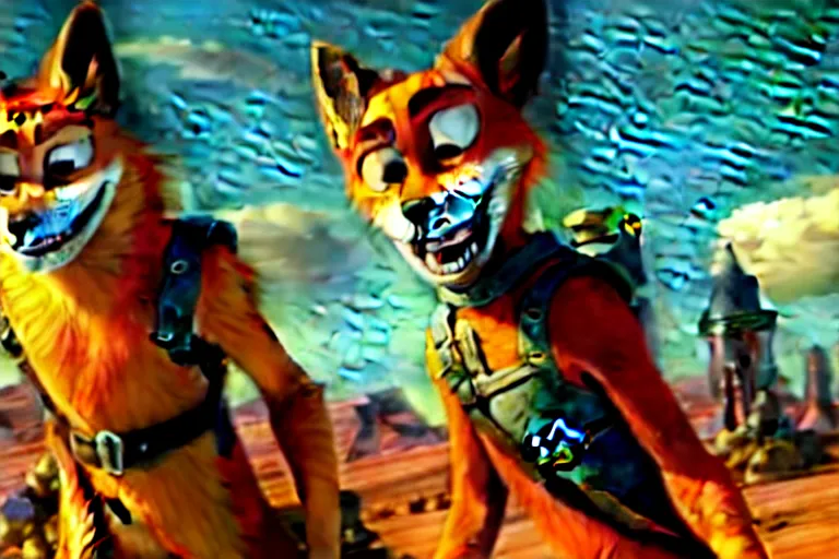 Image similar to nick wilde, heavily armed and armored facing down armageddon in a dark and gritty reboot from the makers of mad max : fury road : witness me